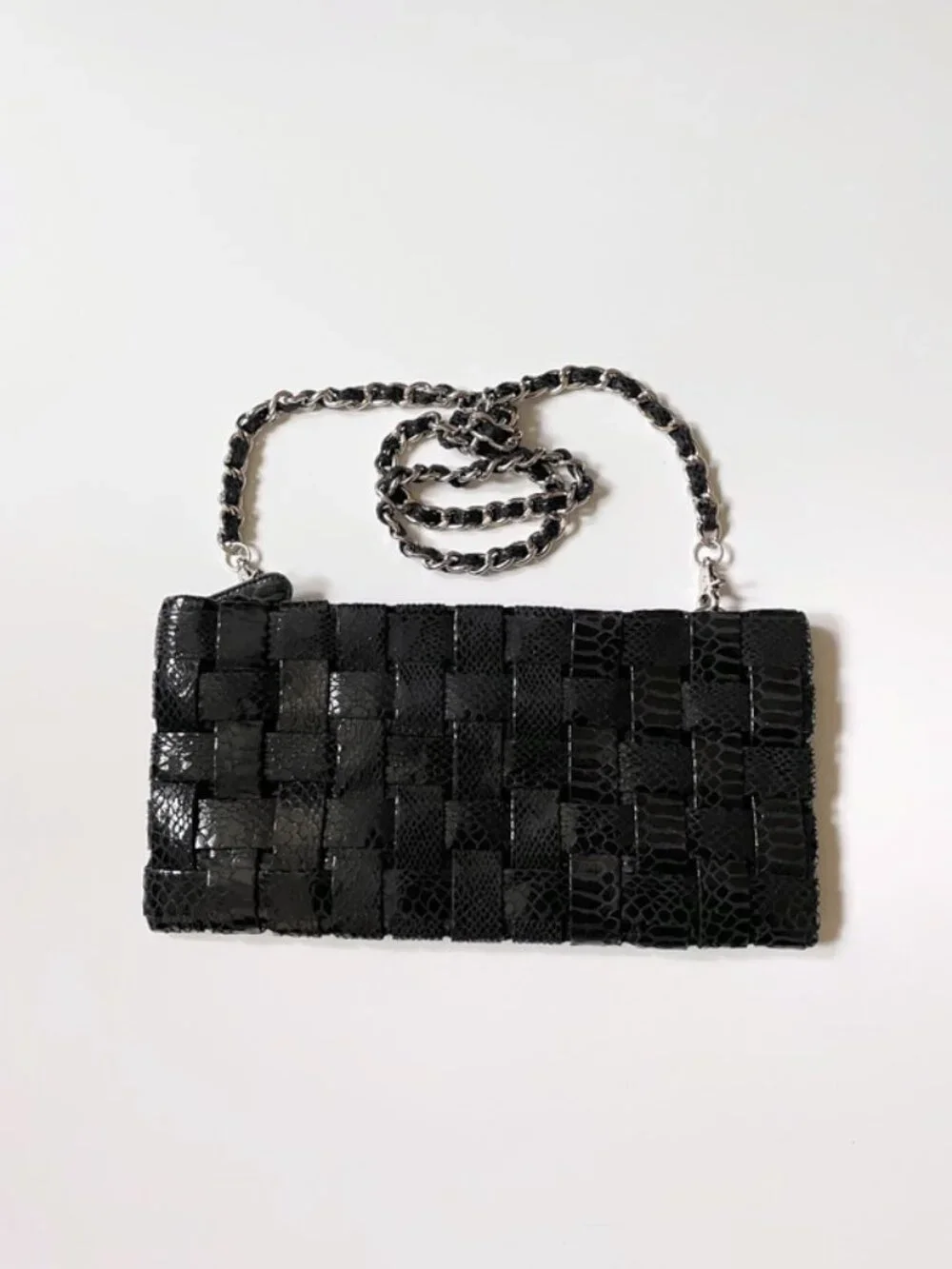 Soft crossbody bag, Checkered design bag with removable chain
